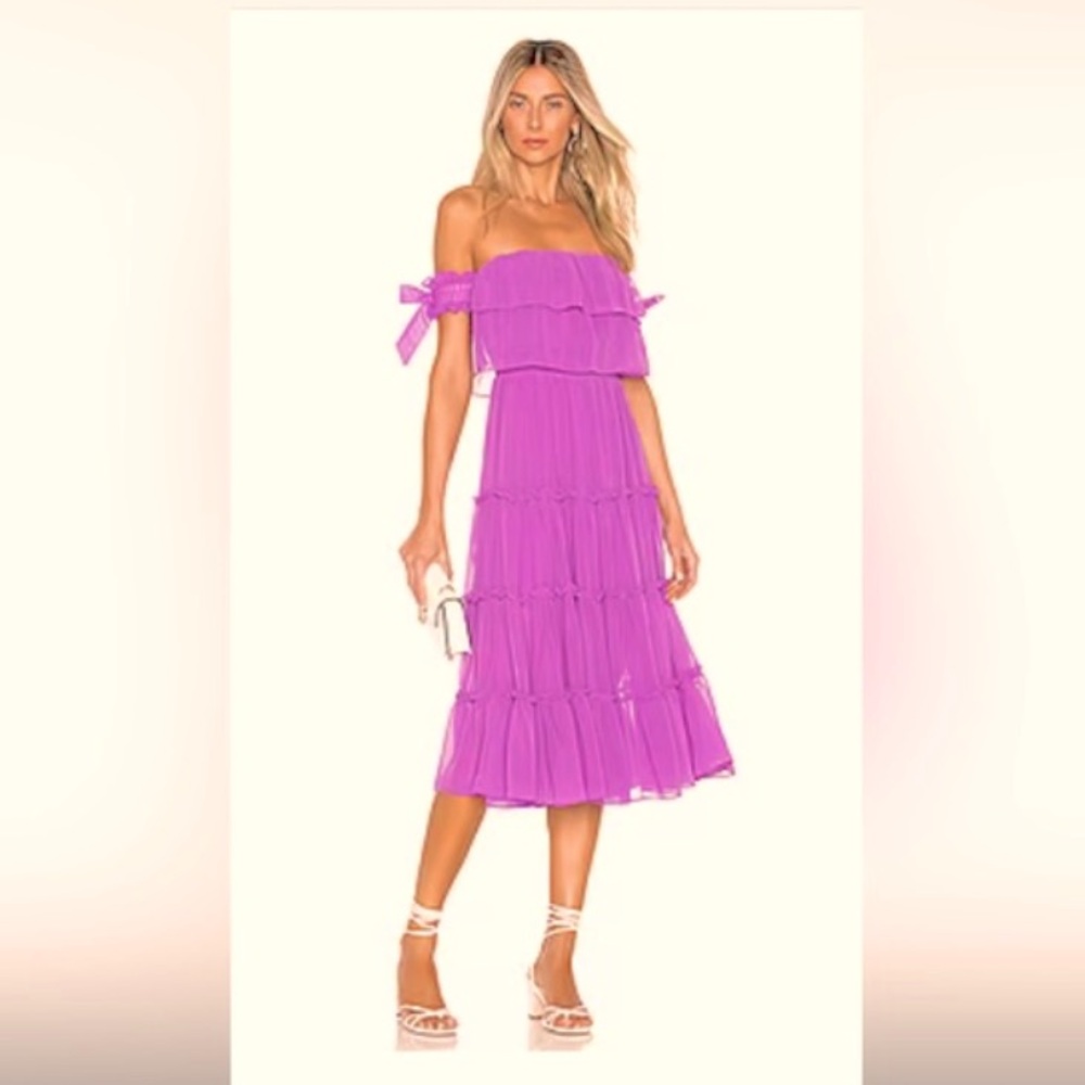 NWOT Misa Los Angeles × REVOLVE Cold Shoulder Tiered Micaela Midi Dress in Lilac